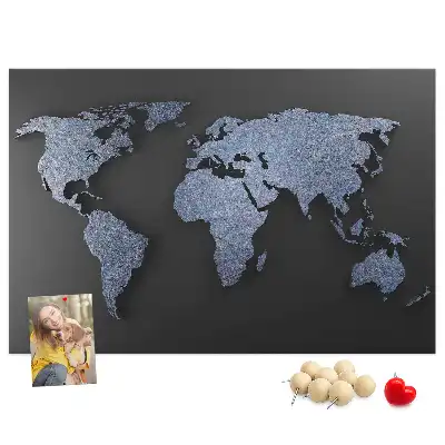 3D World Map Printed Cork Memo Board
