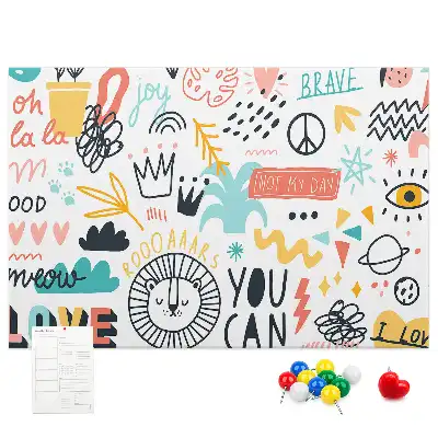 Cork memo board with picture sketches