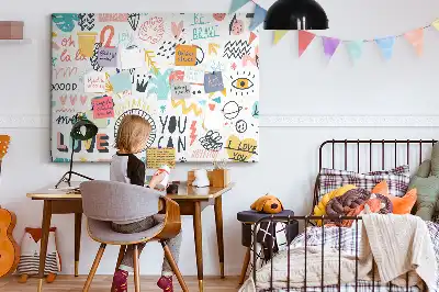 Cork memo board with picture sketches