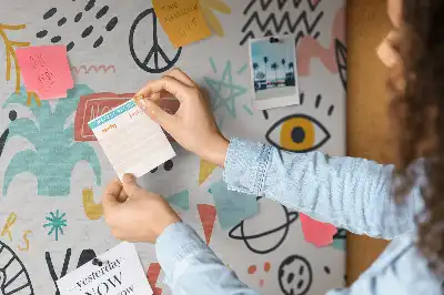Cork memo board with picture sketches