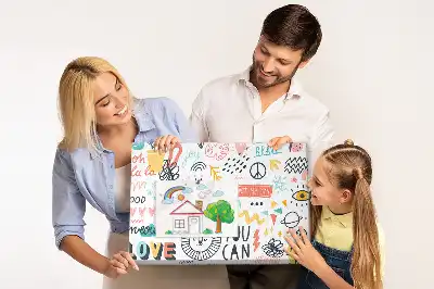 Cork memo board with picture sketches
