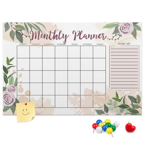 Printed Cork Memo Board Rose Planner