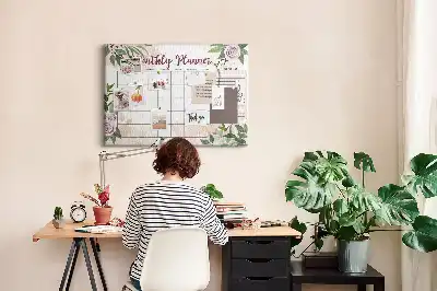 Printed Cork Memo Board Rose Planner