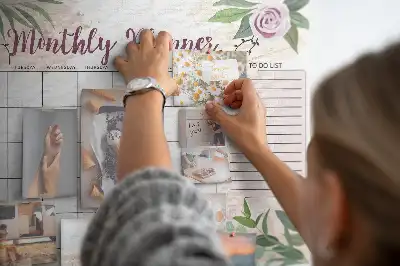 Printed Cork Memo Board Rose Planner