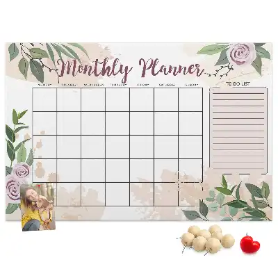 Printed Cork Memo Board Rose Planner