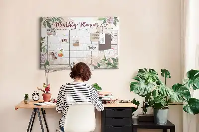 Printed Cork Memo Board Rose Planner