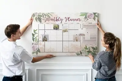 Printed Cork Memo Board Rose Planner