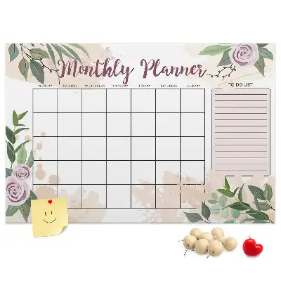 Printed Cork Memo Board Rose Planner