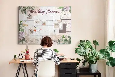 Printed Cork Memo Board Rose Planner
