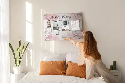 Pink monthly planner cork memo board