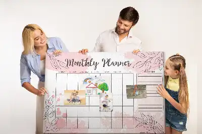 Pink monthly planner cork memo board