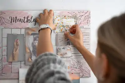 Pink monthly planner cork memo board