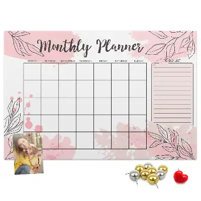 Pink monthly planner cork memo board
