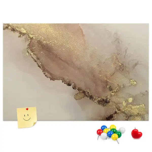 Printed Cork Memo Board Gold marble