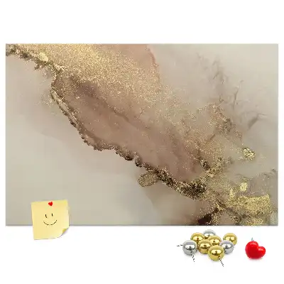 Printed Cork Memo Board Gold marble