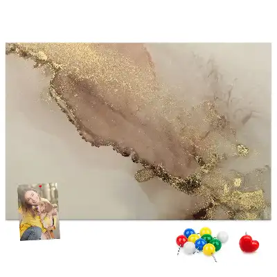 Printed Cork Memo Board Gold marble