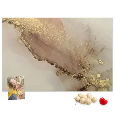 Printed Cork Memo Board Gold marble