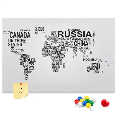 Printed Cork Memo Board Continents made of letters