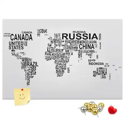 Printed Cork Memo Board with Continents made of letters