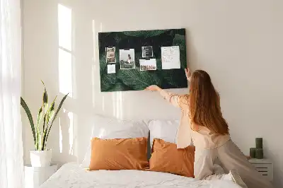 Tropical monstera printed cork memo board