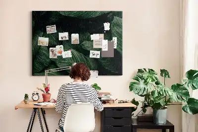 Tropical monstera printed cork memo board