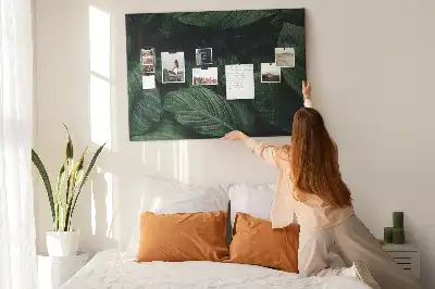 Tropical monstera printed cork memo board