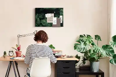 Tropical monstera printed cork memo board