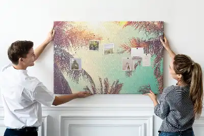 Tropical palms cork memo board