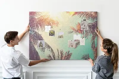 Tropical palms cork memo board