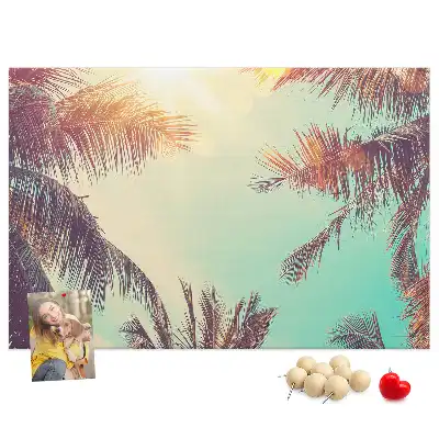 Tropical palms cork memo board