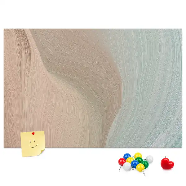 Printed Cork Memo Board with Waves Abstraction