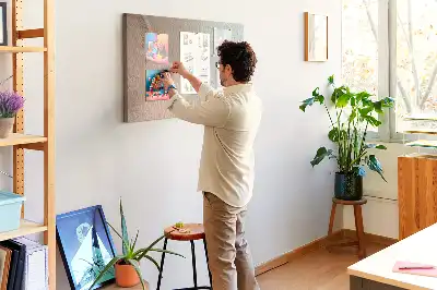 Printed Cork Memo Board with Waves Abstraction