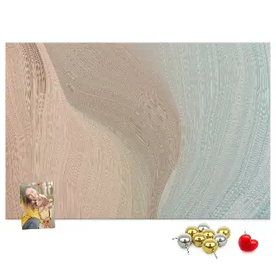 Printed Cork Memo Board with Waves Abstraction
