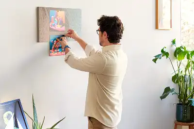 Printed Cork Memo Board with Waves Abstraction