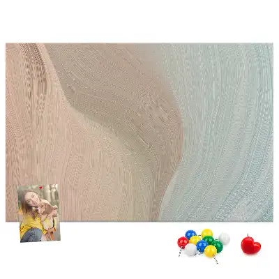 Printed Cork Memo Board with Waves Abstraction