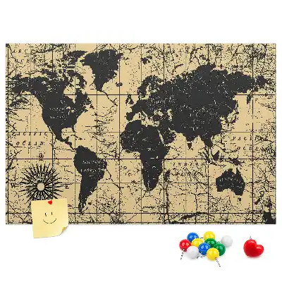 Vintage World Map Cork Memo Board