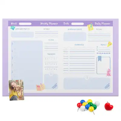 Pink printed cork board yearly planner