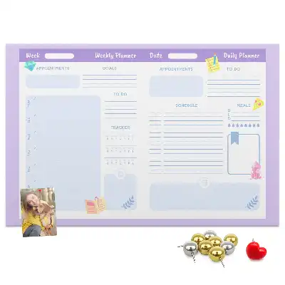 Pink printed cork board yearly planner