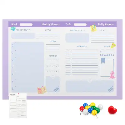 Pink printed cork board yearly planner