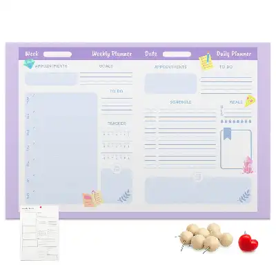 Pink printed cork board yearly planner