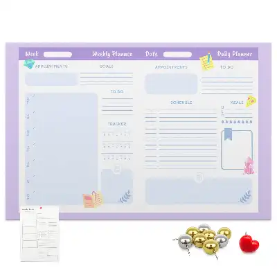 Pink printed cork board yearly planner
