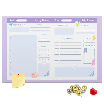 Pink printed cork board yearly planner