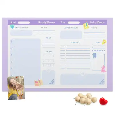 Pink printed cork board yearly planner