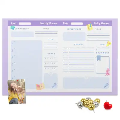 Pink printed cork board yearly planner