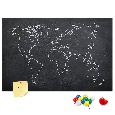 World Map Outline Printed Cork Memo Board
