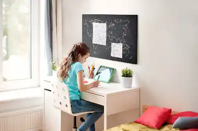 World Map Outline Printed Cork Memo Board