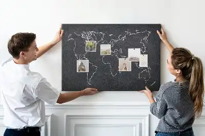 World Map Outline Printed Cork Memo Board