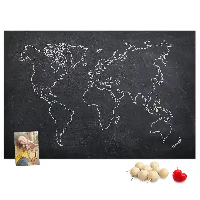 Printed Cork Memo Board World map outline