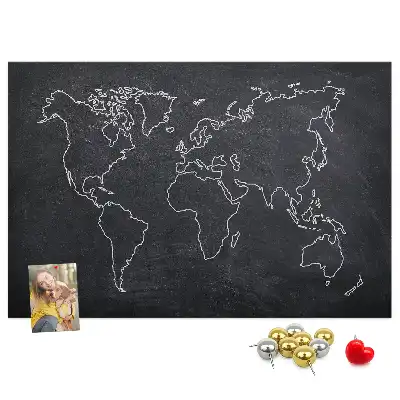 World Map Outline Printed Cork Memo Board