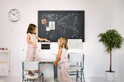 World Map Outline Printed Cork Memo Board